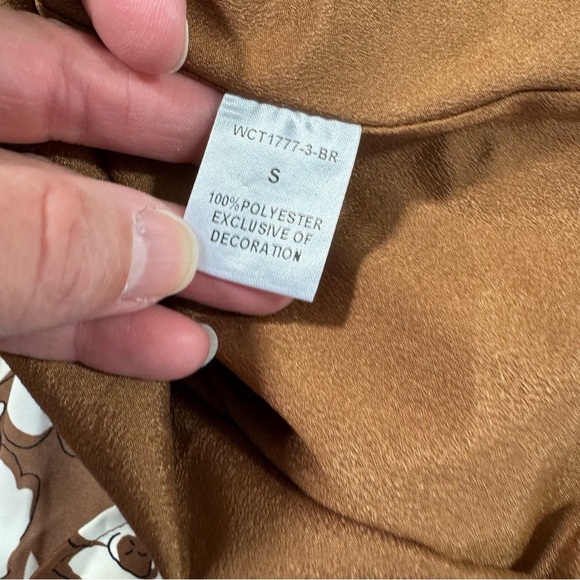 THML Brown Tiered Floral Midi Dress Size Small - Picture 4 of 6